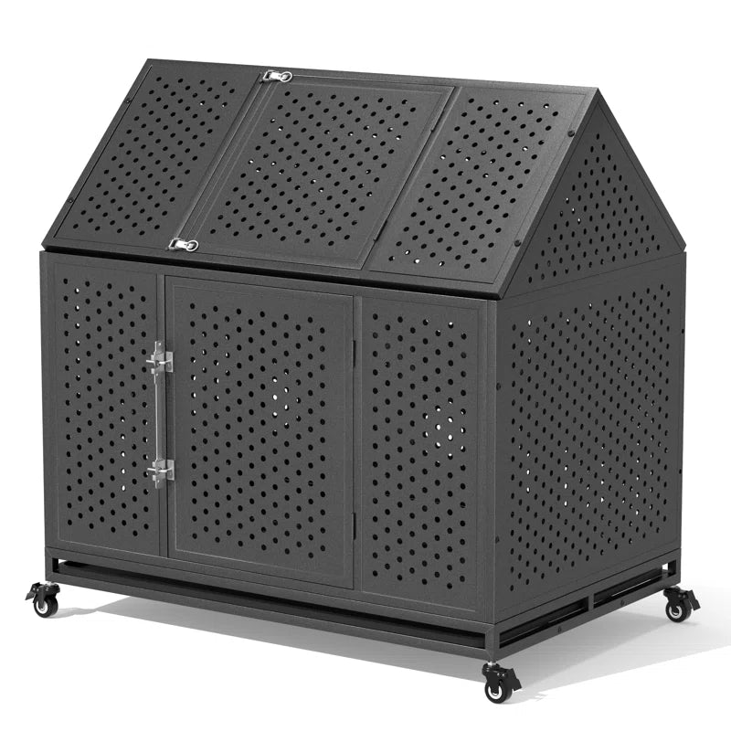 Heavy Duty Dog Crate with Self-Locking Latch, Extra Large Kennel with Pointed Roof, Escape-Proof Pet Cage for High Anxiety Dogs