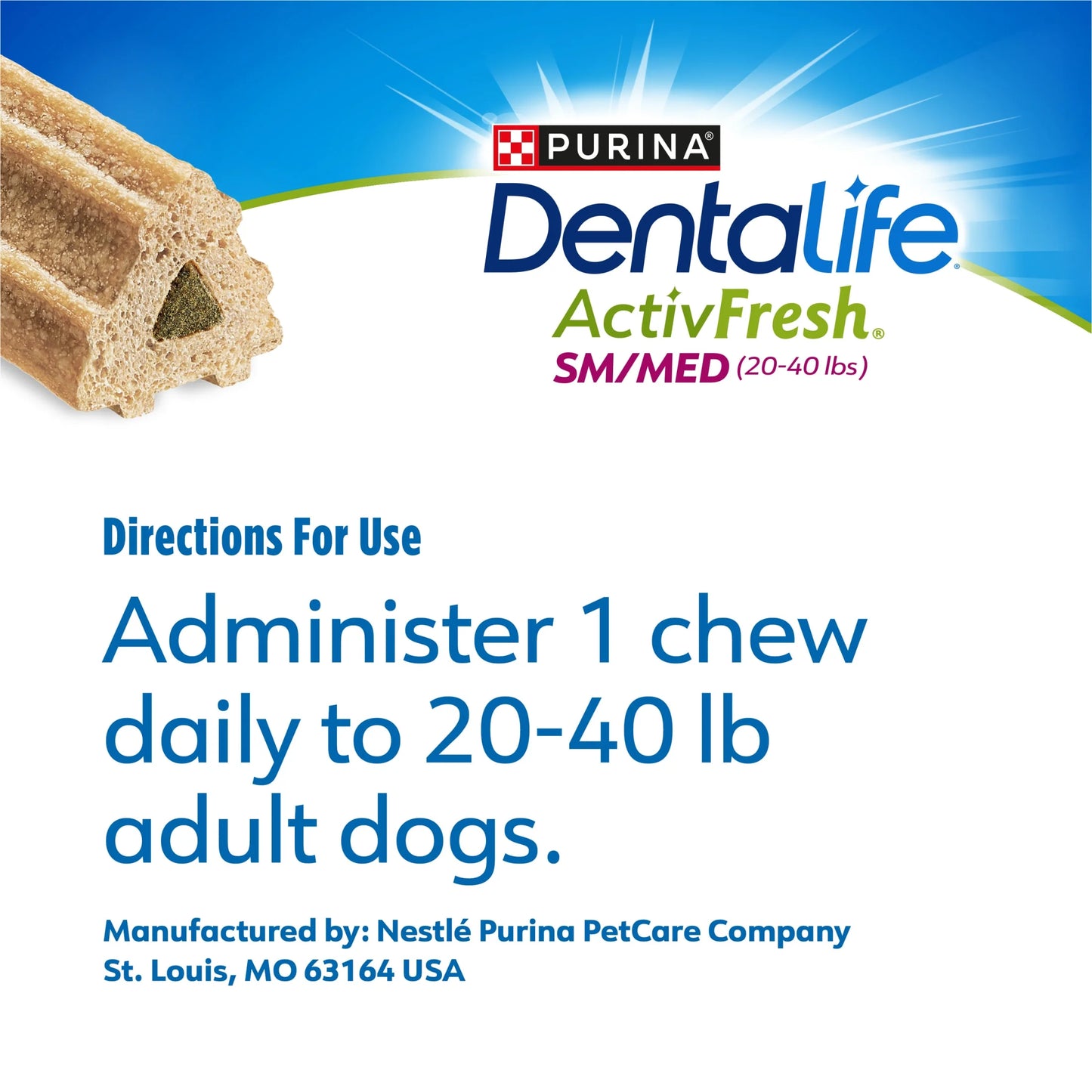 Purina Activfresh Small & Medium Dog Treats with Chicken Chews, 30 Count Pouches (3 Pack)