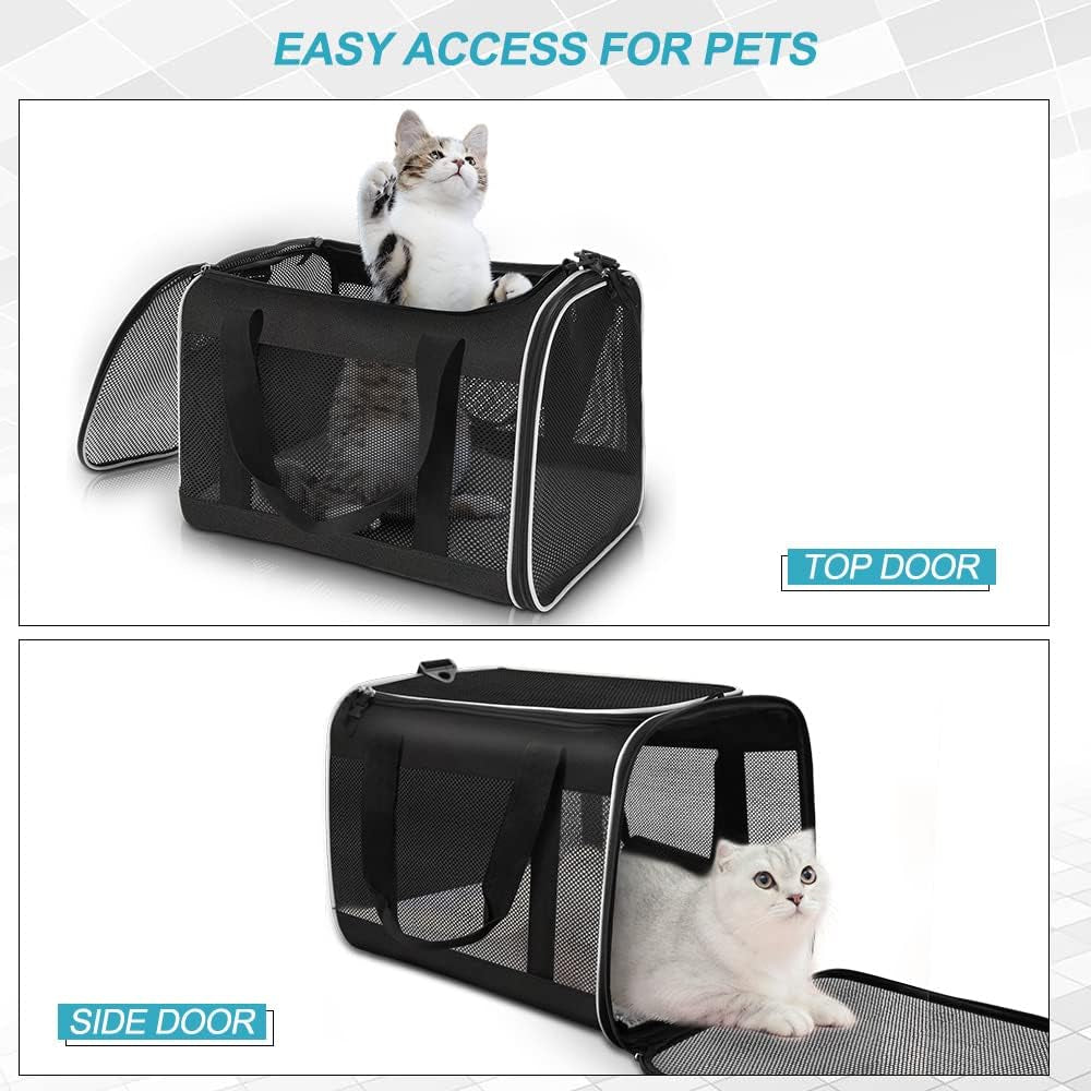 Tomykii Pet Carrier,Soft-Sided Collapsible Cat Dog Carrier,Pet Travel Carrier Bag for Small Medium Cats Dogs Puppies Rabbits, Black, 3 Piece Set