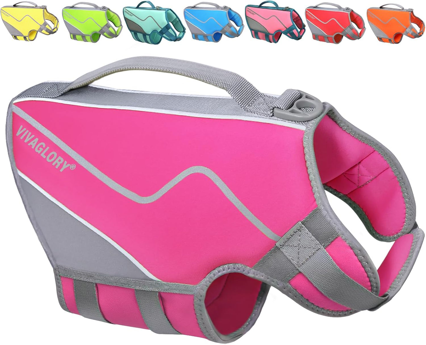 Neoprene Dog Life Jacket Dog Lifejacket for Boating Hunting & Swimming, Lightweight with Leash Ring, M, Pink