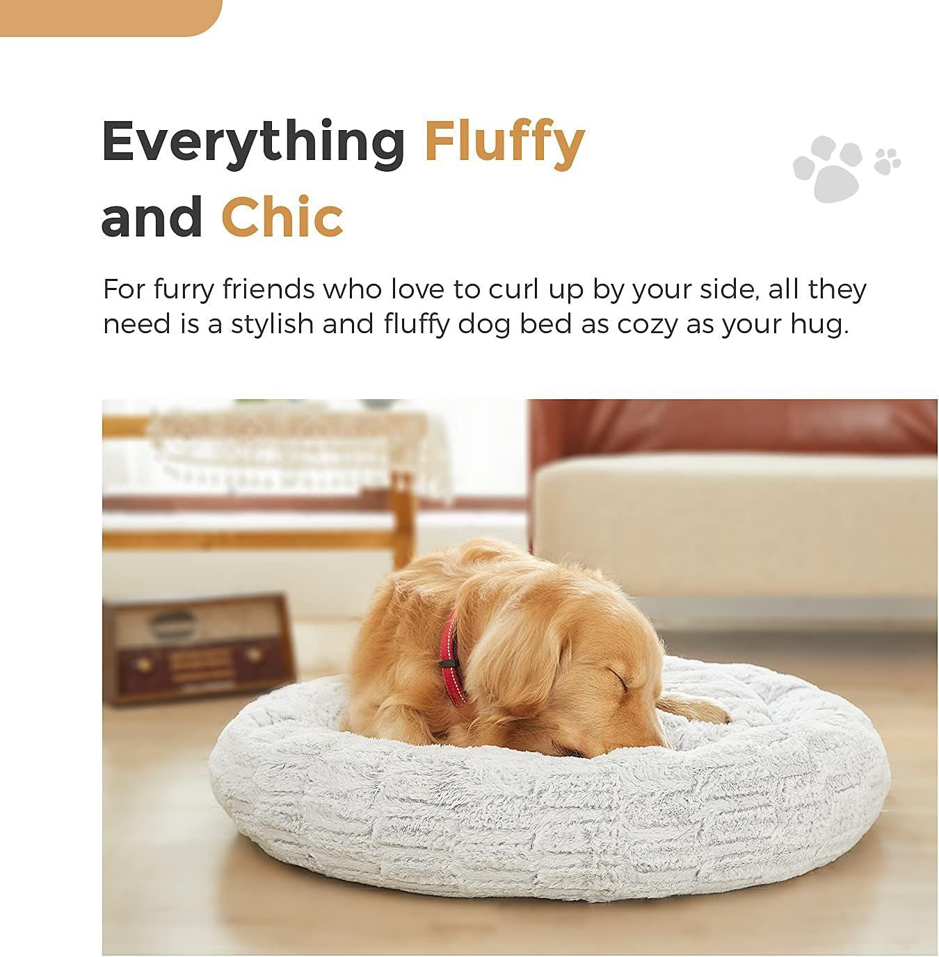 Dog Beds Donut Bed, for Small Medium Large Dogs & Cats with Orthopedic Memory Foam, Fluffy and Chic Washable Bed Multiple Sizes (23'')