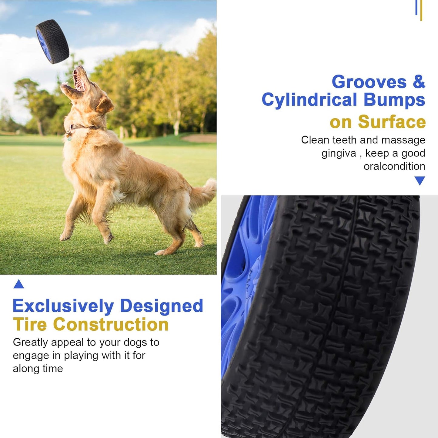 Dog Toys for Aggressive Chewers, Tough Dog Chews Toys, Indestructible Dog Toys for Large Medium Dogs, 100% Natural Rubber - Fun to Chew, Chase and Fetch.