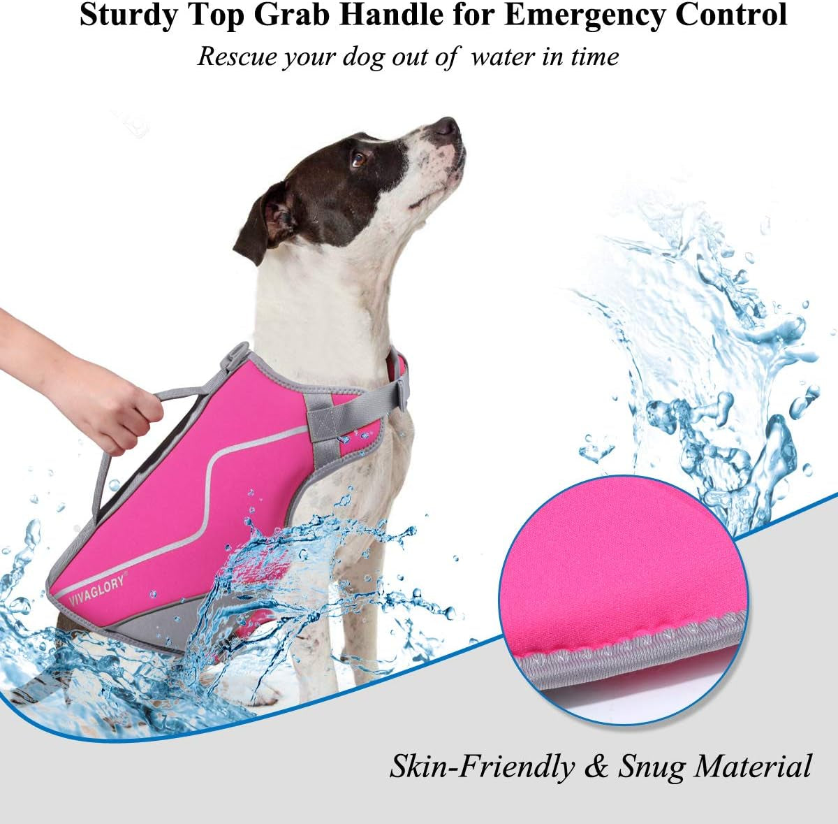 Neoprene Dog Life Jacket Dog Lifejacket for Boating Hunting & Swimming, Lightweight with Leash Ring, M, Pink
