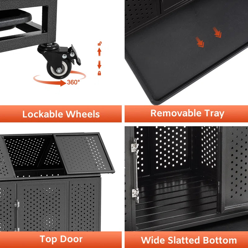 Heavy Duty Dog Crate with Self-Locking Latch, Extra Large Kennel with Pointed Roof, Escape-Proof Pet Cage for High Anxiety Dogs