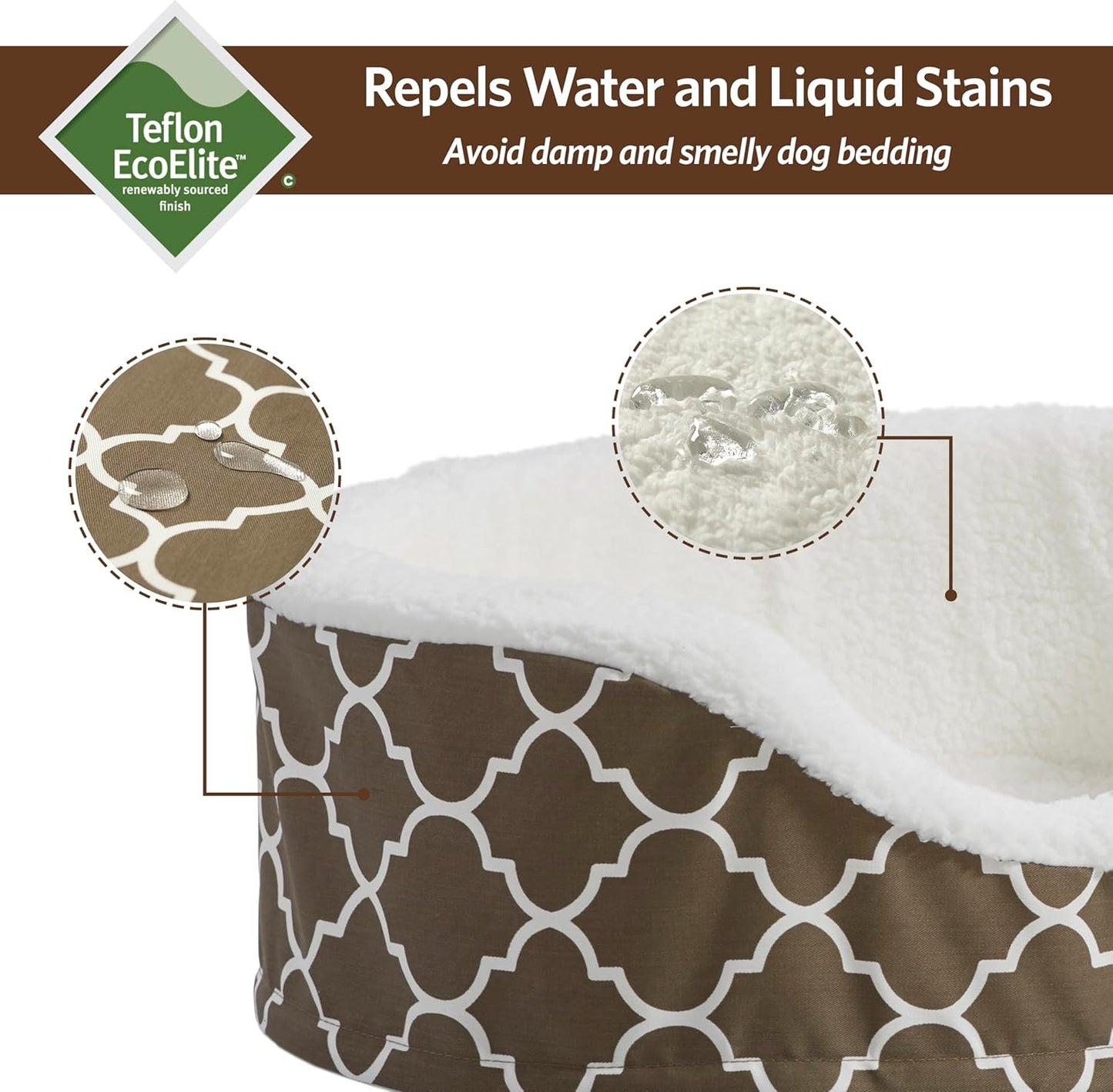 Orthoperdic Egg-Crate Nesting Pet Bed W/ Teflon Fabric Protector, Small Brown