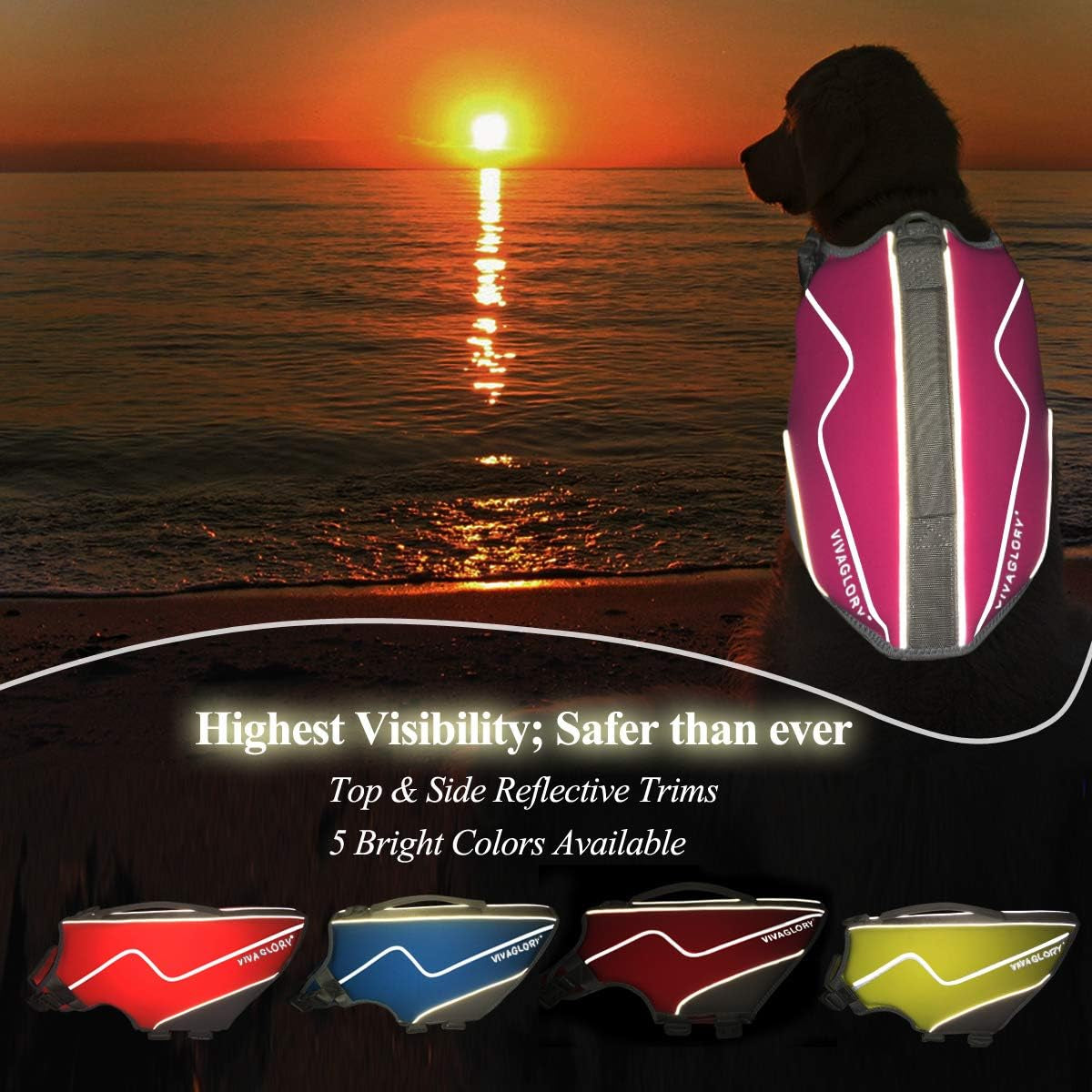 Neoprene Dog Life Jacket Dog Lifejacket for Boating Hunting & Swimming, Lightweight with Leash Ring, M, Pink