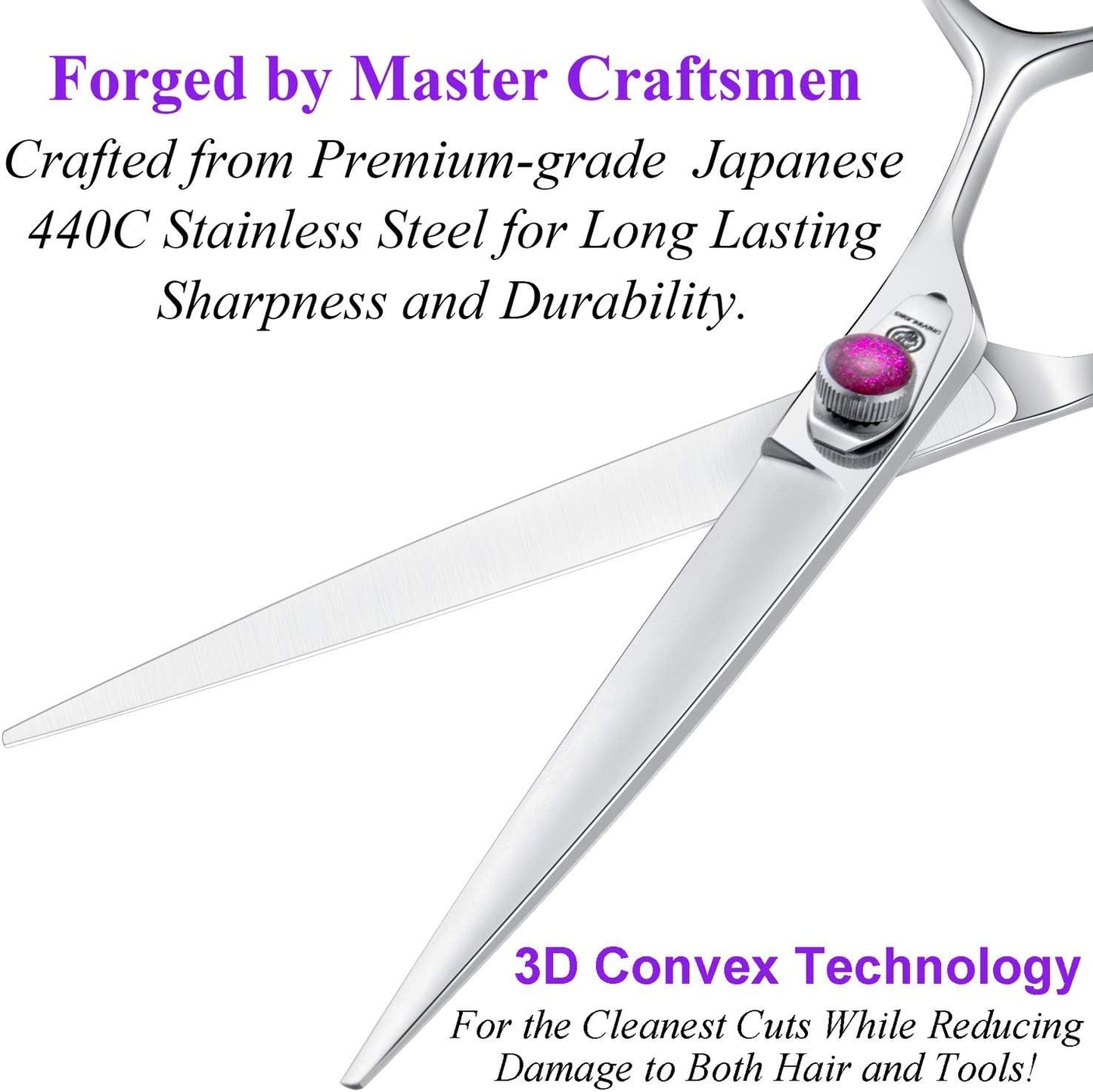 7 Inches Dog Grooming Scissors Dog Cutting Shears Professional Trimming Shears for Dog Cat Pet Japanese Stainless Steel Purple