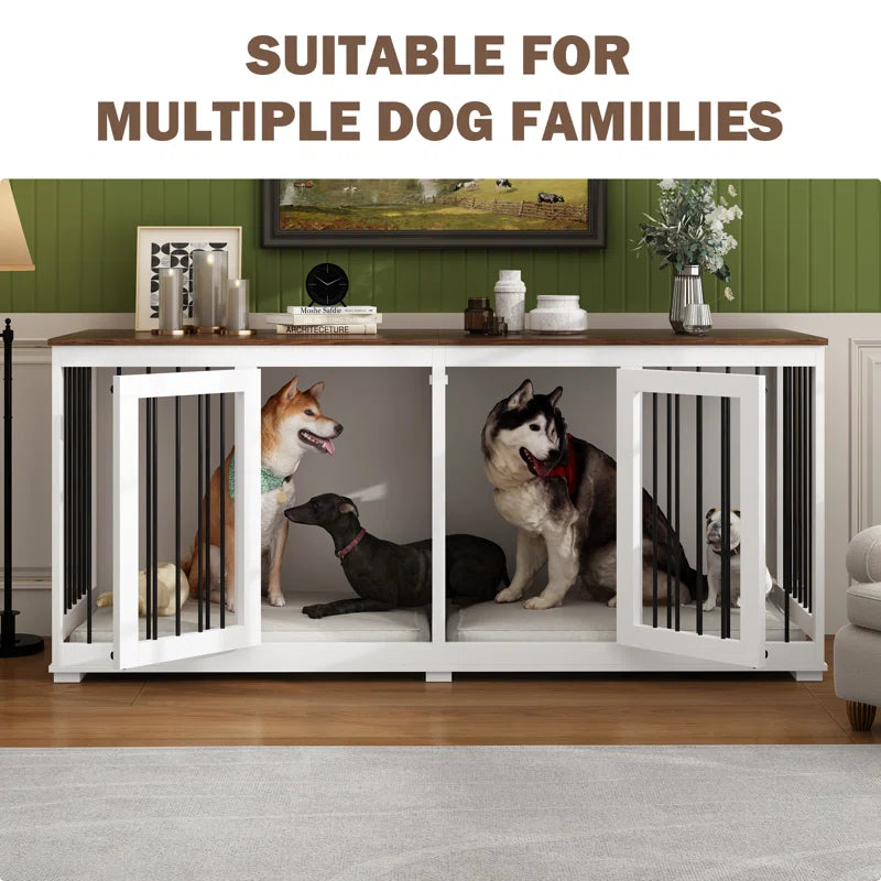 Large Dog Crate Furniture with Tray and Divider