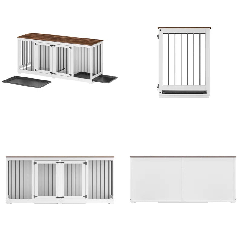 Large Dog Crate Furniture with Tray and Divider