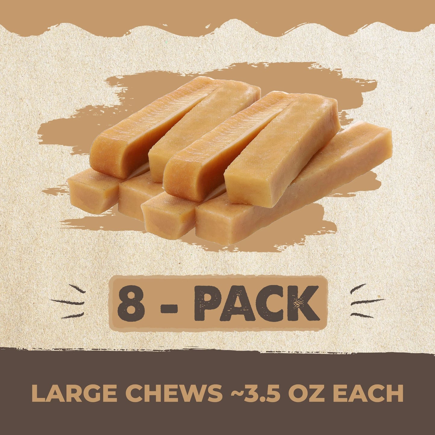 Yak Cheese Himalayan Dog Chews, Natural Long Lasting Pet Fresh Treats (Large, 8 Pack)