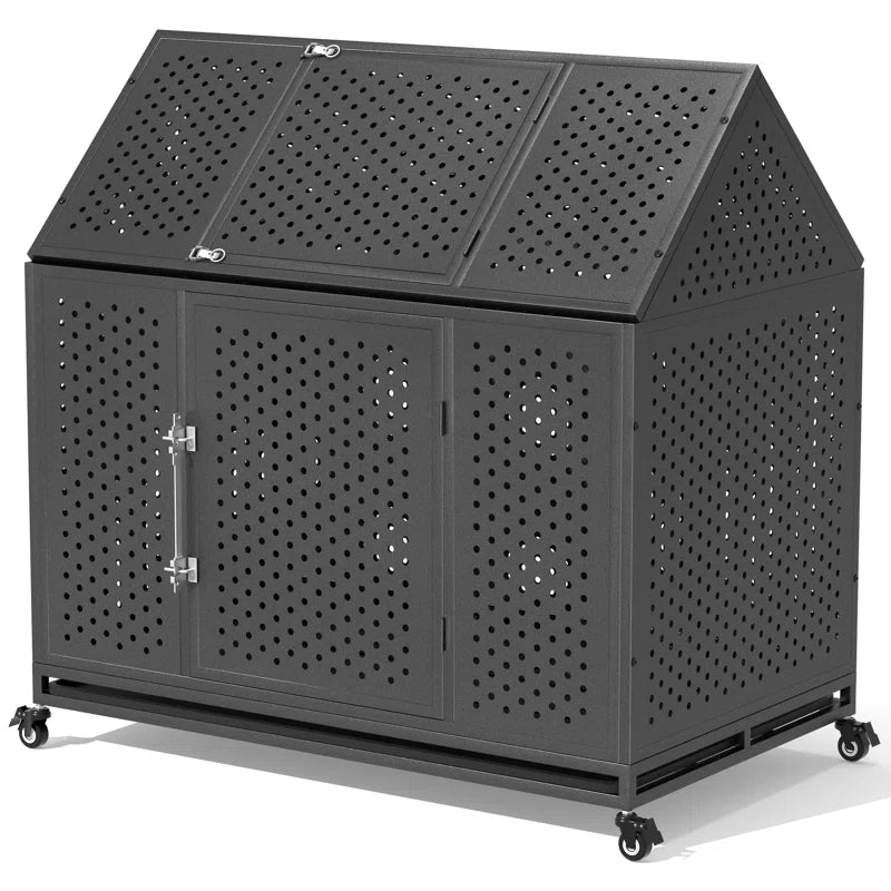 Heavy Duty Dog Crate with Self-Locking Latch, Extra Large Kennel with Pointed Roof, Escape-Proof Pet Cage for High Anxiety Dogs