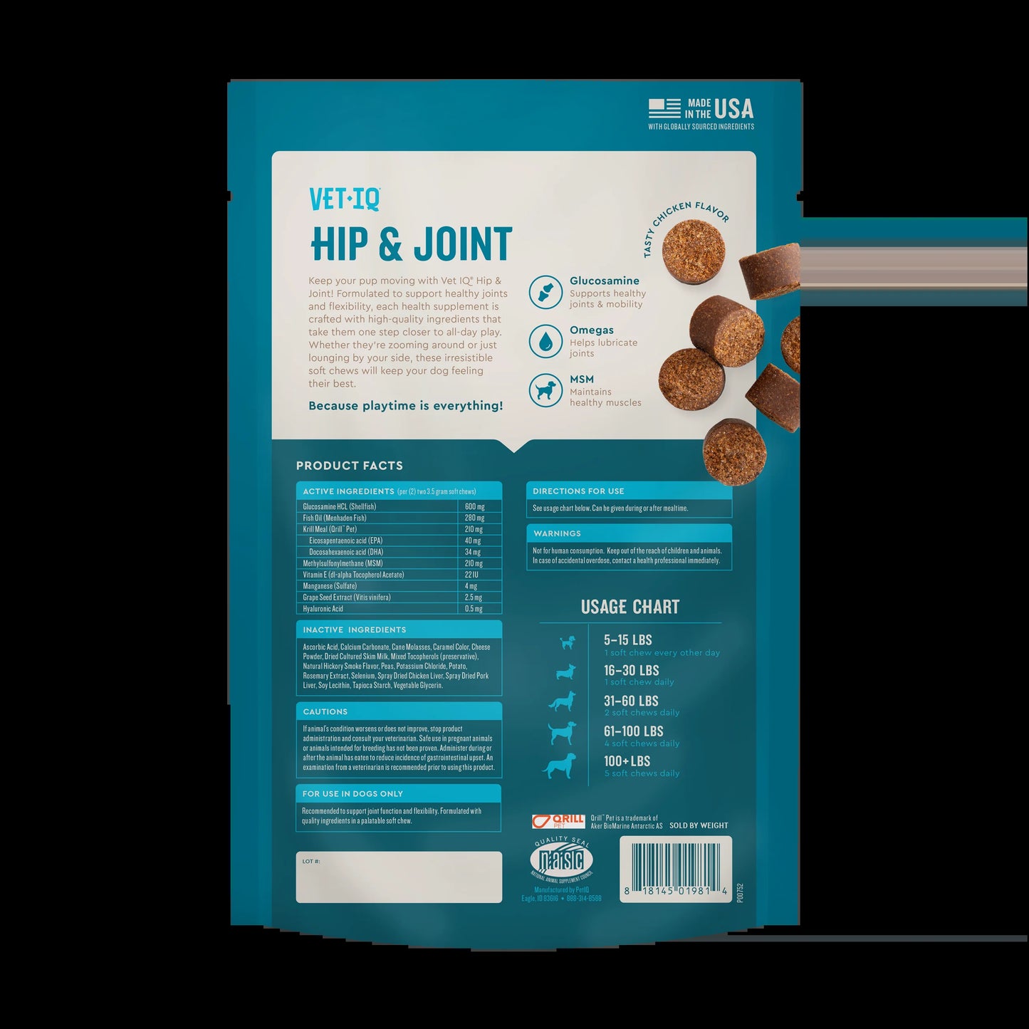 (3 Pack) Hip & Joint Supplement for Dogs, Chicken Flavored Soft Chews, 7.4 Oz