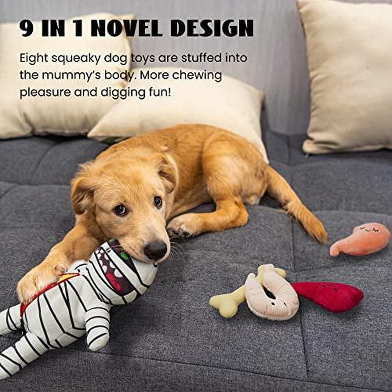 Nocciola 9-In-1 Zombie Plush Squeaky Dog Toy Set - Perfect Christmas Gift for Small & Medium Dogs!