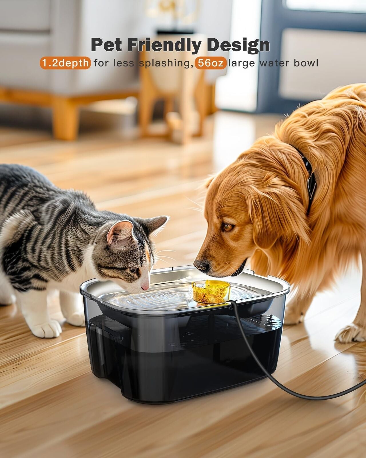 Dog Water Fountain,Dog Water Bowl Dispenser 2 Gallon for Giant Dogs,Extra Lar...