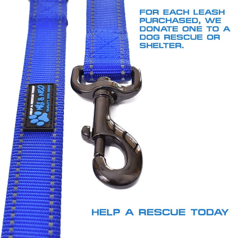 Double Handle Traffic Dog Leash - Reflective, Donates to Dog Rescue (Pink, 6 FT)