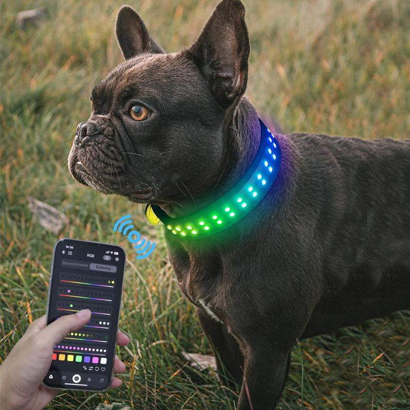 Gift for Pets, LED Light up Dog Collars, Rechargeable Lighted Dog Collar with USB Charging Cable, Glow in the Dark Dogs Collars for Night Walking & Running, Christmas Gift
