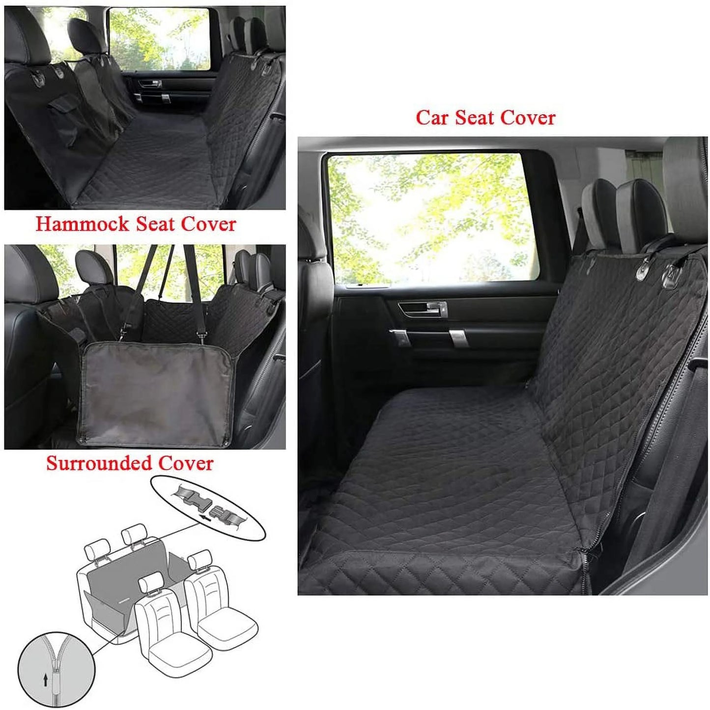 Dog Car Seat Covers with Mesh Window, Waterproof Dog Cover Back Seat, Scratchproof Dog Car Hammock Dogs Protection Cover for Cars Suvs & Trucks