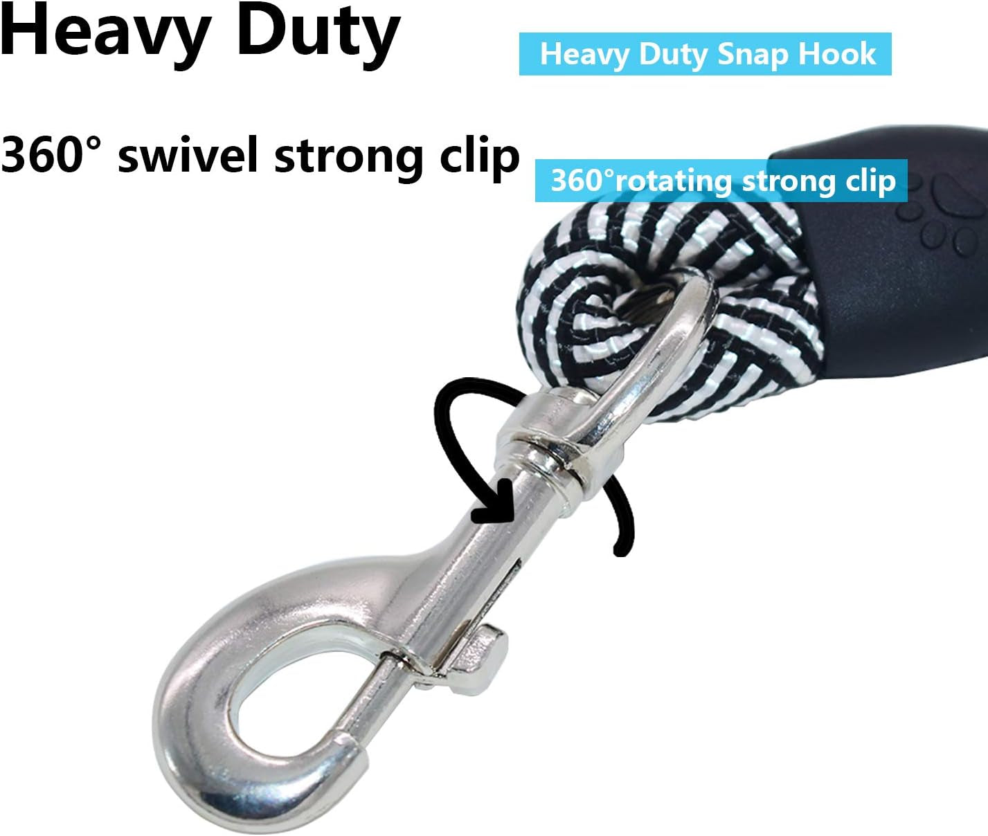 Heavy Duty 10 FT Dog Leash with Comfortable Padded Handle - Reflective, Medium & Large Dogs, Black