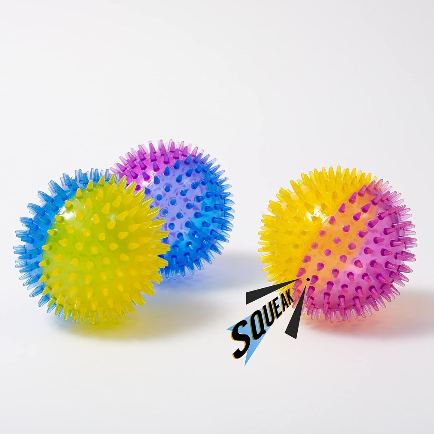 Squeaky Dog Toy Balls for Medium and Large Dogs, 3.5″ Interactive Fetch Ball Puppy Chew Toy Spike Ball, Durable Bounce Squeak Play Catch Ball for Teeth Cleaning and Dental Care