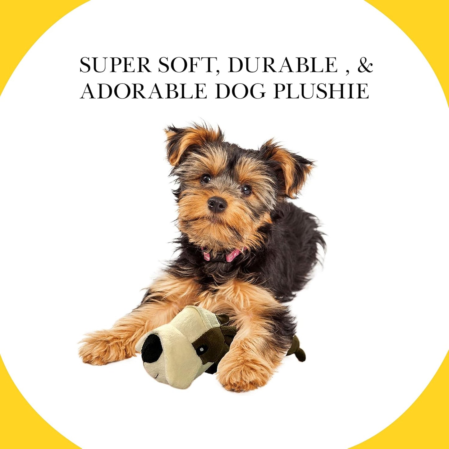 Plush Dog Toys,Squeaky Dog Toys for Small and Medium Dogs,Cute Plushies for Dogs,Durable Dog Chew Toys,Interactive Dog Stuffed Animal,Puppy Teething Chew Toys,Puppy Sleeping Buddies,White/Brown