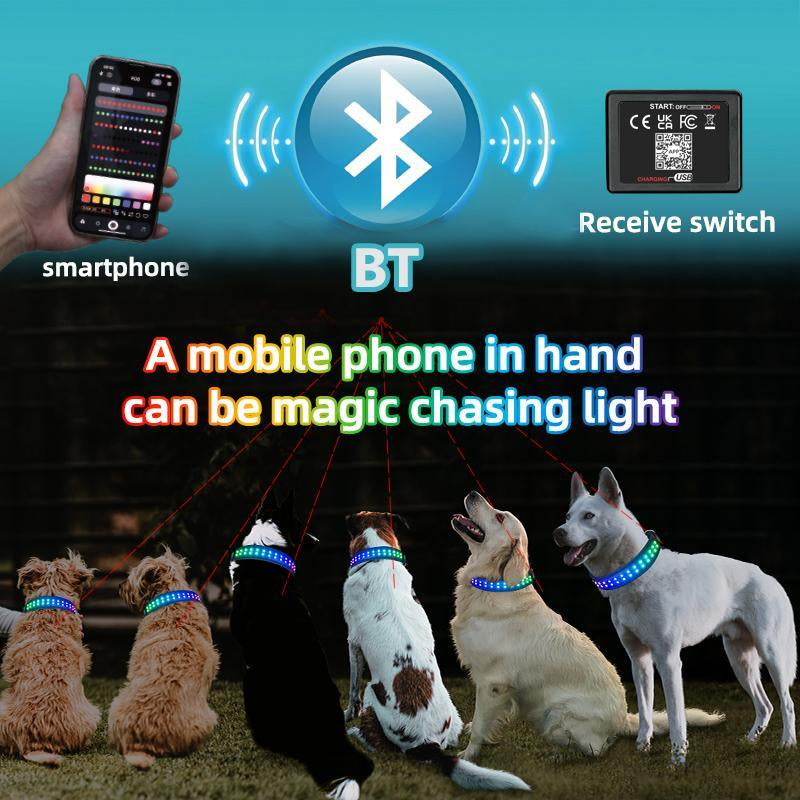 Gift for Pets, LED Light up Dog Collars, Rechargeable Lighted Dog Collar with USB Charging Cable, Glow in the Dark Dogs Collars for Night Walking & Running, Christmas Gift