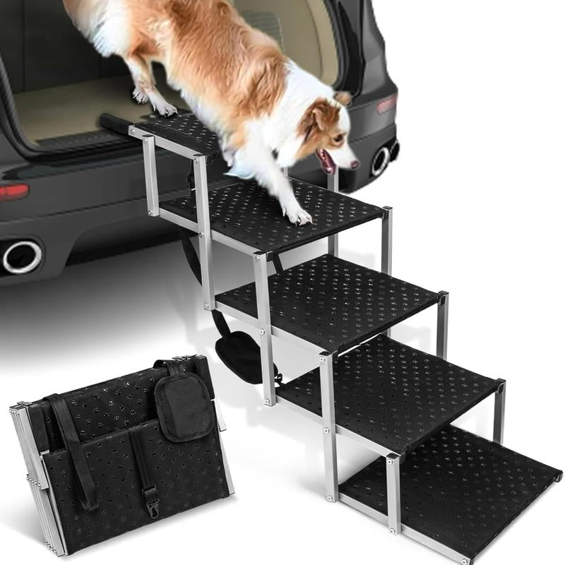 Niubya Portable Dog Ramp for Cars - Lightweight, Non-Slip Folding Steps for Large Dogs, Supports Up to 200 Lbs