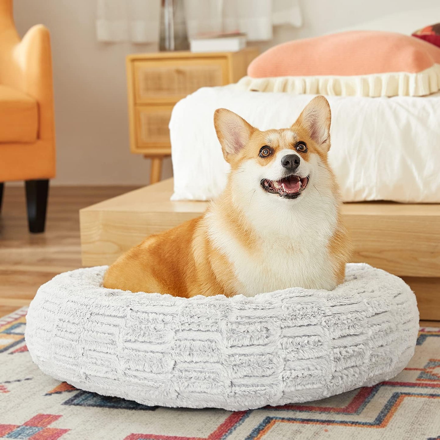 Dog Beds Donut Bed, for Small Medium Large Dogs & Cats with Orthopedic Memory Foam, Fluffy and Chic Washable Bed Multiple Sizes (23'')