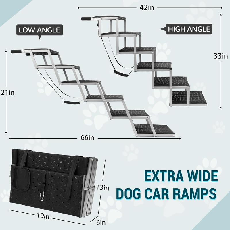 Niubya Portable Dog Ramp for Cars - Lightweight, Non-Slip Folding Steps for Large Dogs, Supports Up to 200 Lbs