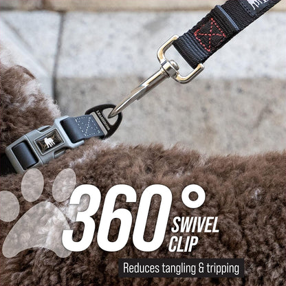 Short Dog Leash with Padded Handle - 12, 18, and 24 Inch Leads for Large Dogs - 1 Inch Nylon (12 In, Black/Red/Gray)