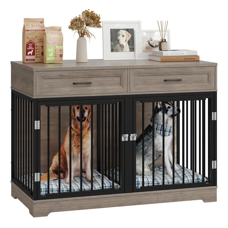 Chesterle Large Dog Crate Furniture Style with 2 Drawers and Divider