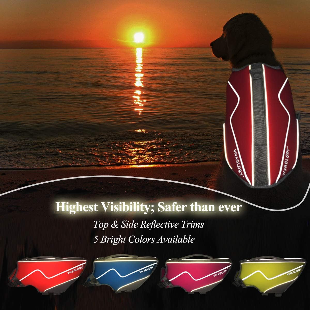 Neoprene Dog Life Jacket Doggy Life Jacket for Boating Hunting & Swimming, Lightweight with Leash Ring, M, Red