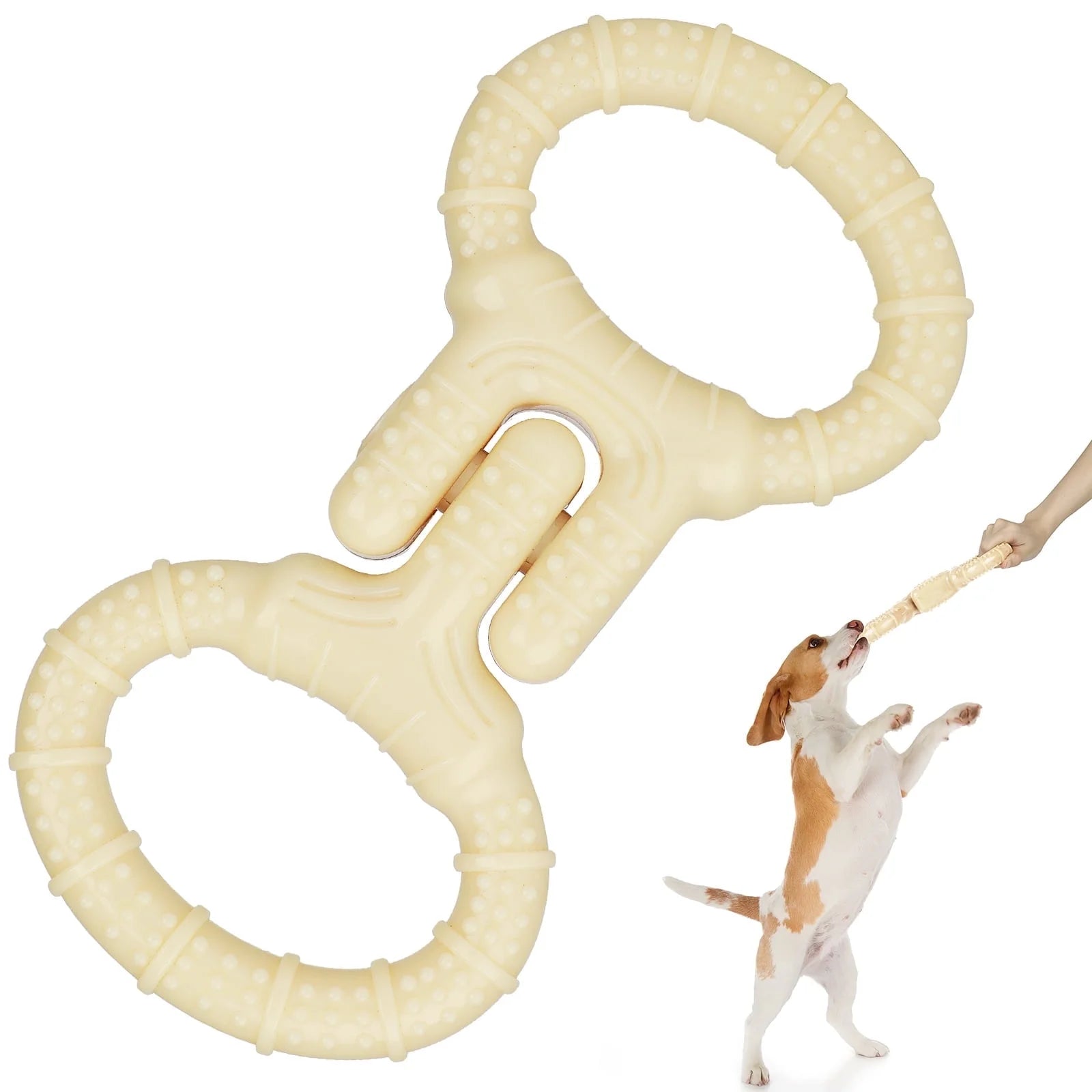 Dog Toys for Aggressive Chewers, Outdoor Tug Dog Toy for Small Medium Large Breeds, Beige