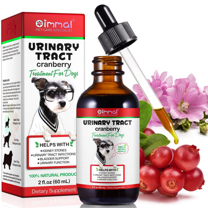 Urinary Tract Infection Drops for Dog | Natural Cranberry, Kidney + Bladder Support Supplement Dog Renal Health & Care (2 Fl Oz) - 1Pack