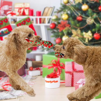 Christmas Dog Toys, 6 Pack Cotten Dog Rope Toys with Frisbee, Tug of War, Dog Gifts for Christmas, Dog Tug Toys Teething for Small and Medium Dogs