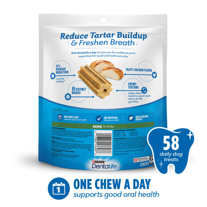 Purina  Daily Oral Care Chicken Flavor Toy Breed Dog Dental Chews – 17.1 Oz Pouch (58 Ct)
