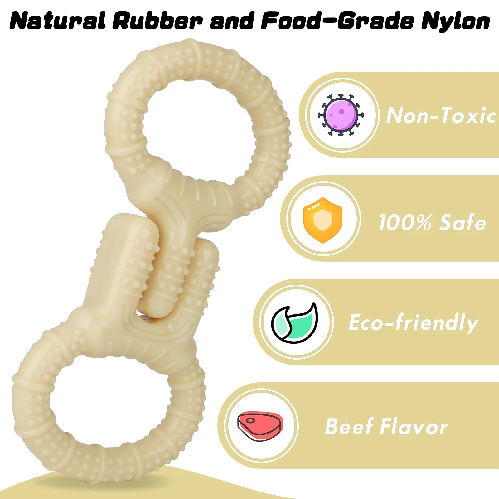 Dog Toys for Aggressive Chewers, Outdoor Tug Dog Toy for Small Medium Large Breeds, Beige