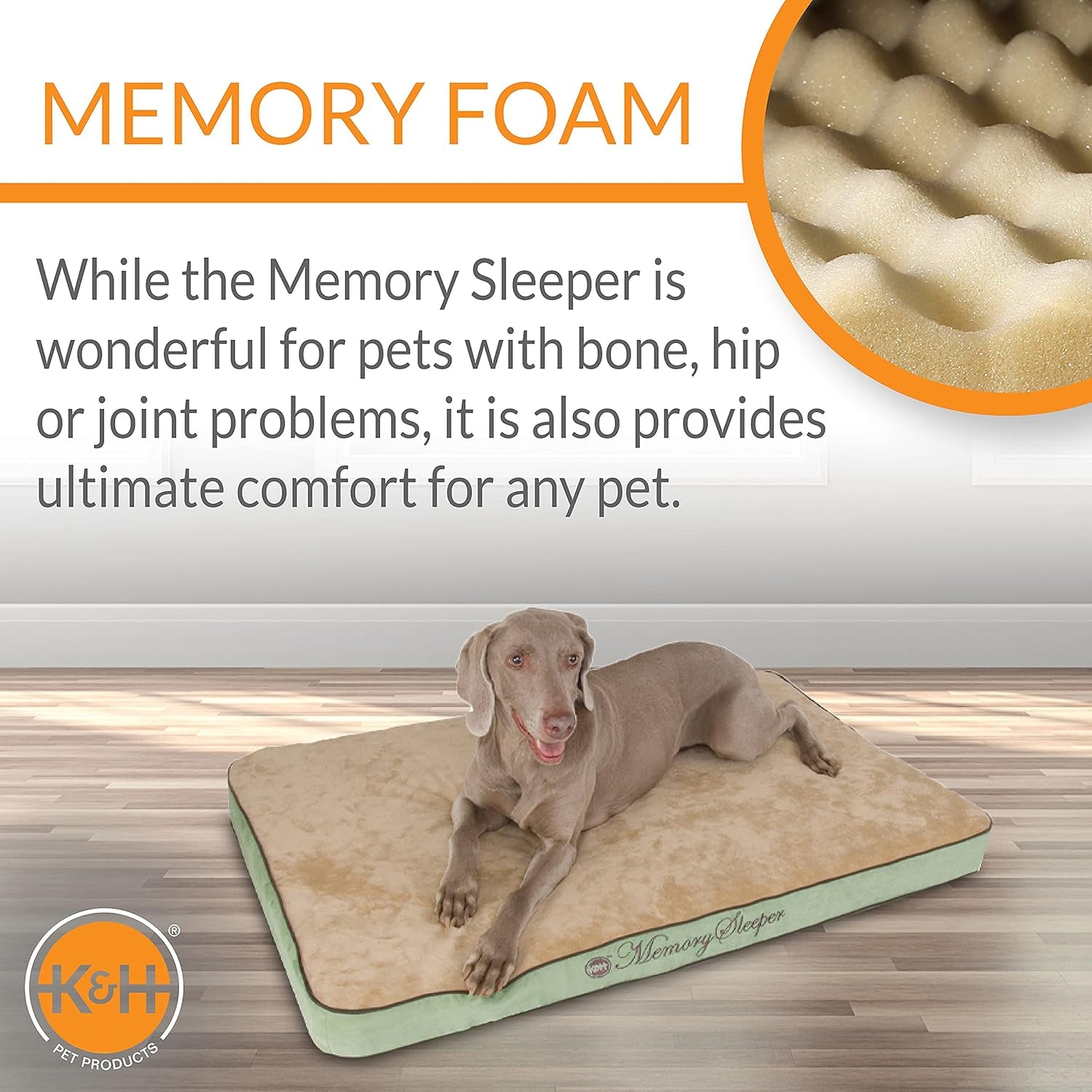 Memory Sleeper Memory Foam Pet Bed Large Sage 29" X 45"