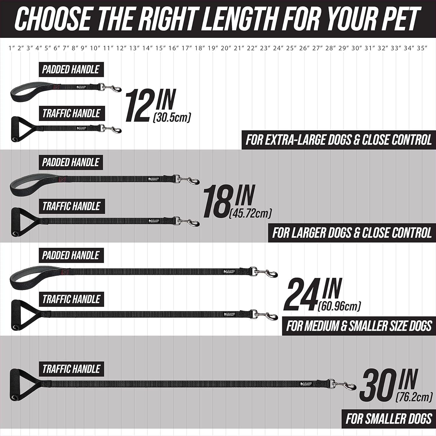 Short Dog Leash with Padded Handle - 12, 18, and 24 Inch Leads for Large Dogs - 1 Inch Nylon (12 In, Black/Red/Gray)