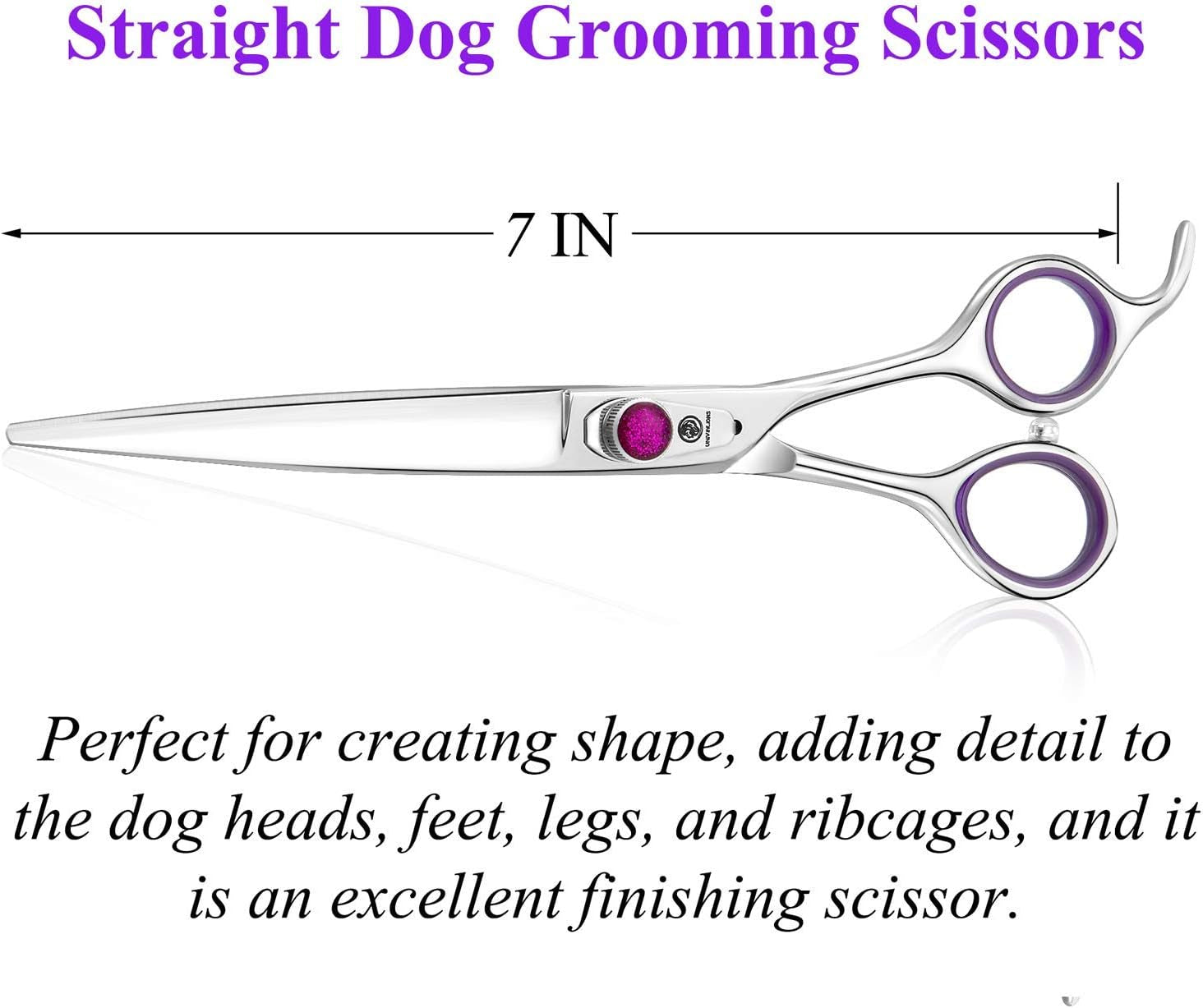 7 Inches Dog Grooming Scissors Dog Cutting Shears Professional Trimming Shears for Dog Cat Pet Japanese Stainless Steel Purple