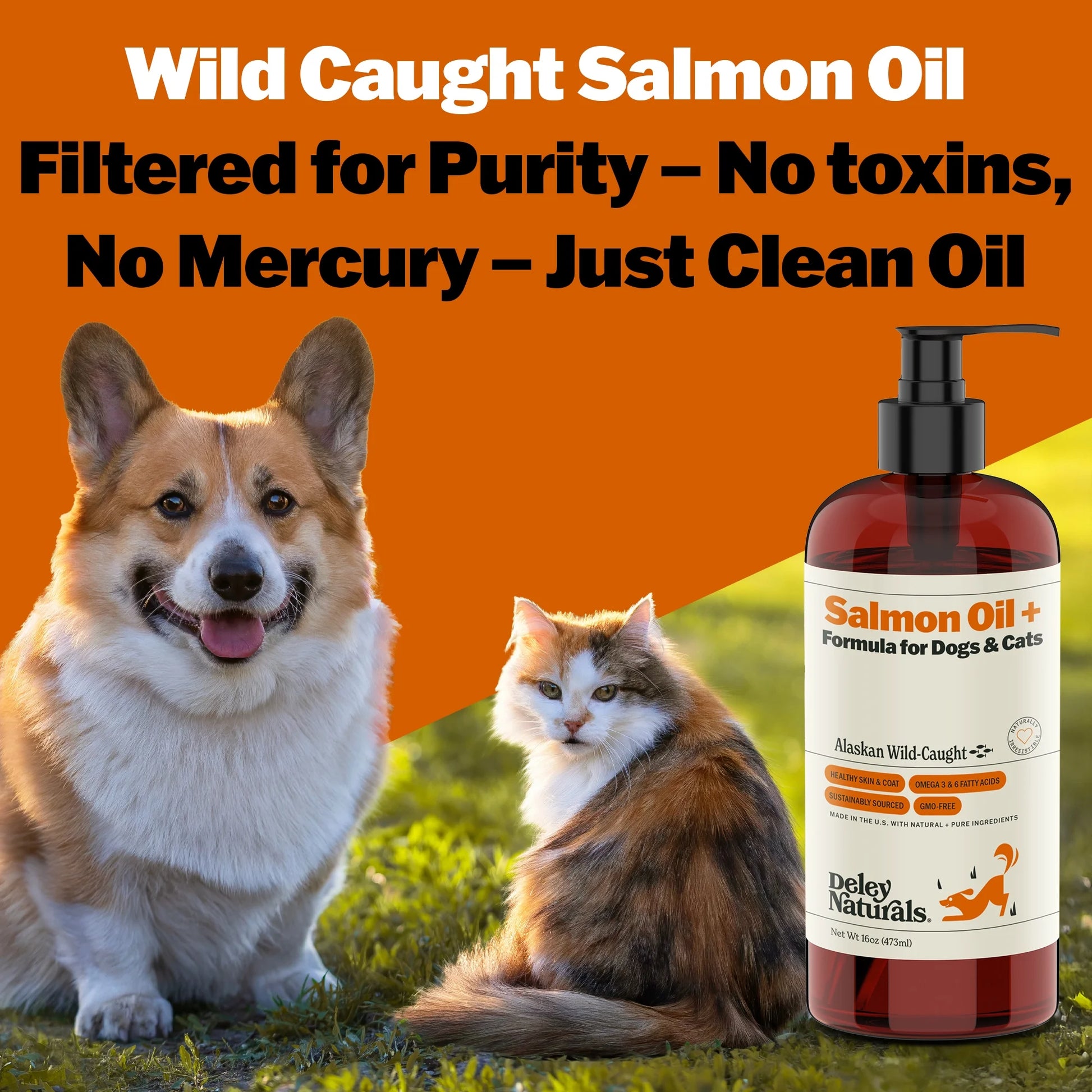 Alaskan Wild Caught Salmon Oil for Dogs & Cats plus Formula