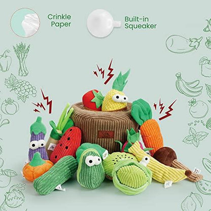 Nocciola 15-Pack Crinkle Squeaky Dog Toys - Plush Chew Toys for Aggressive Chewers, Perfect Christmas Gift for Small & Medium Dogs