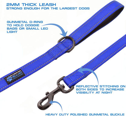 Double Handle Traffic Dog Leash - Reflective, Donates to Dog Rescue (Pink, 4 FT)
