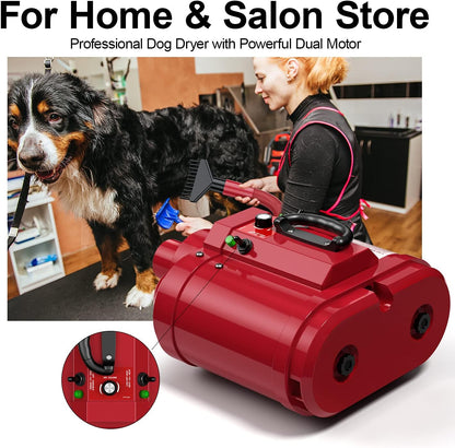 Dog Dryer for Large Dogs, Dual Motor 5.0 HP Variable Speed Dog Hair Dryer, Professional Force Dog Dryer Dog Grooming Dryer Blower with Heater