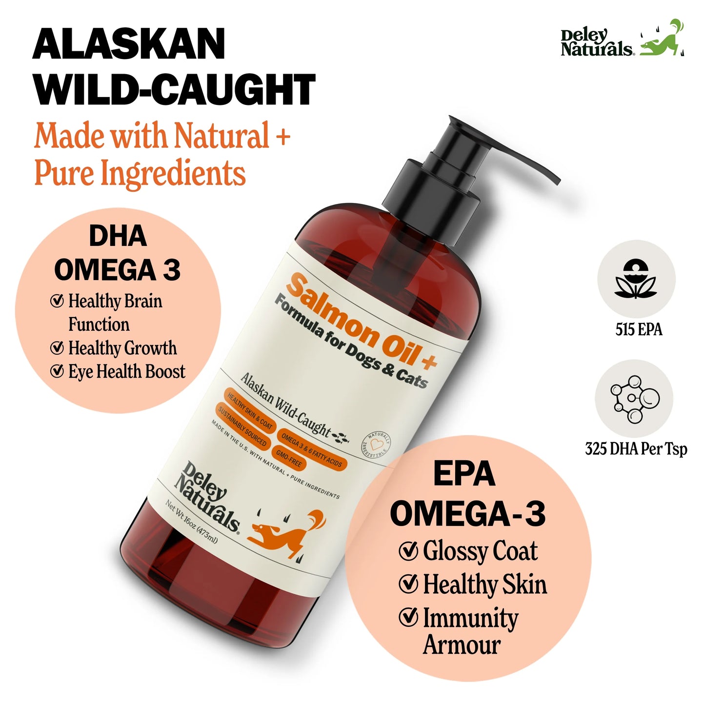 Alaskan Wild Caught Salmon Oil for Dogs & Cats plus Formula