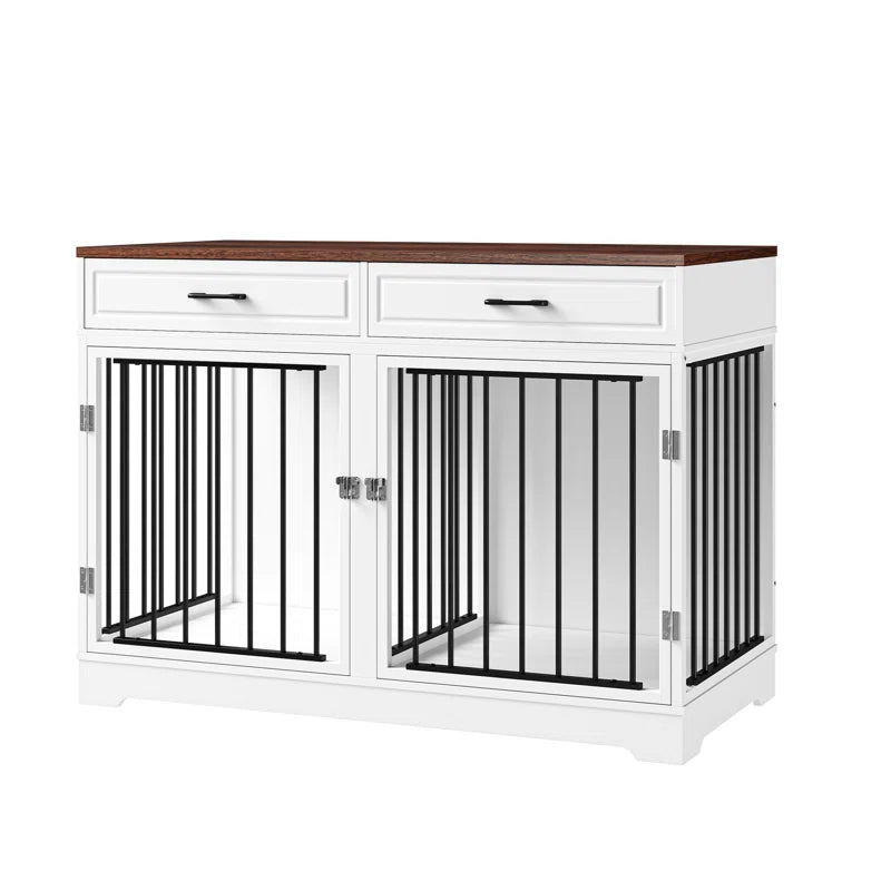 Chesterle Large Dog Crate Furniture Style with 2 Drawers and Divider