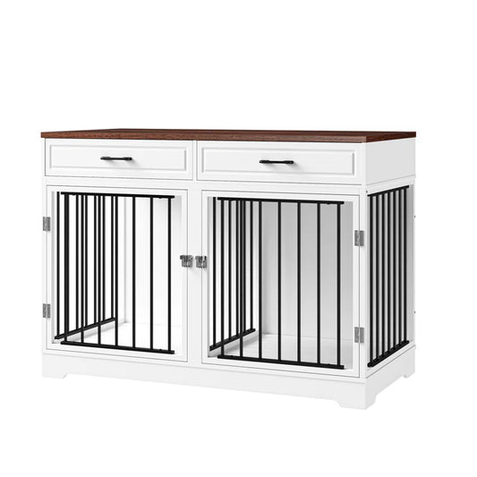 Chesterle Large Dog Crate Furniture Style with 2 Drawers and Divider