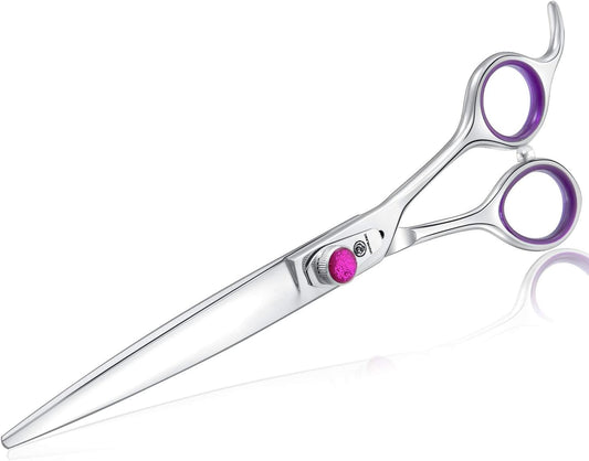 7 Inches Dog Grooming Scissors Dog Cutting Shears Professional Trimming Shears for Dog Cat Pet Japanese Stainless Steel Purple