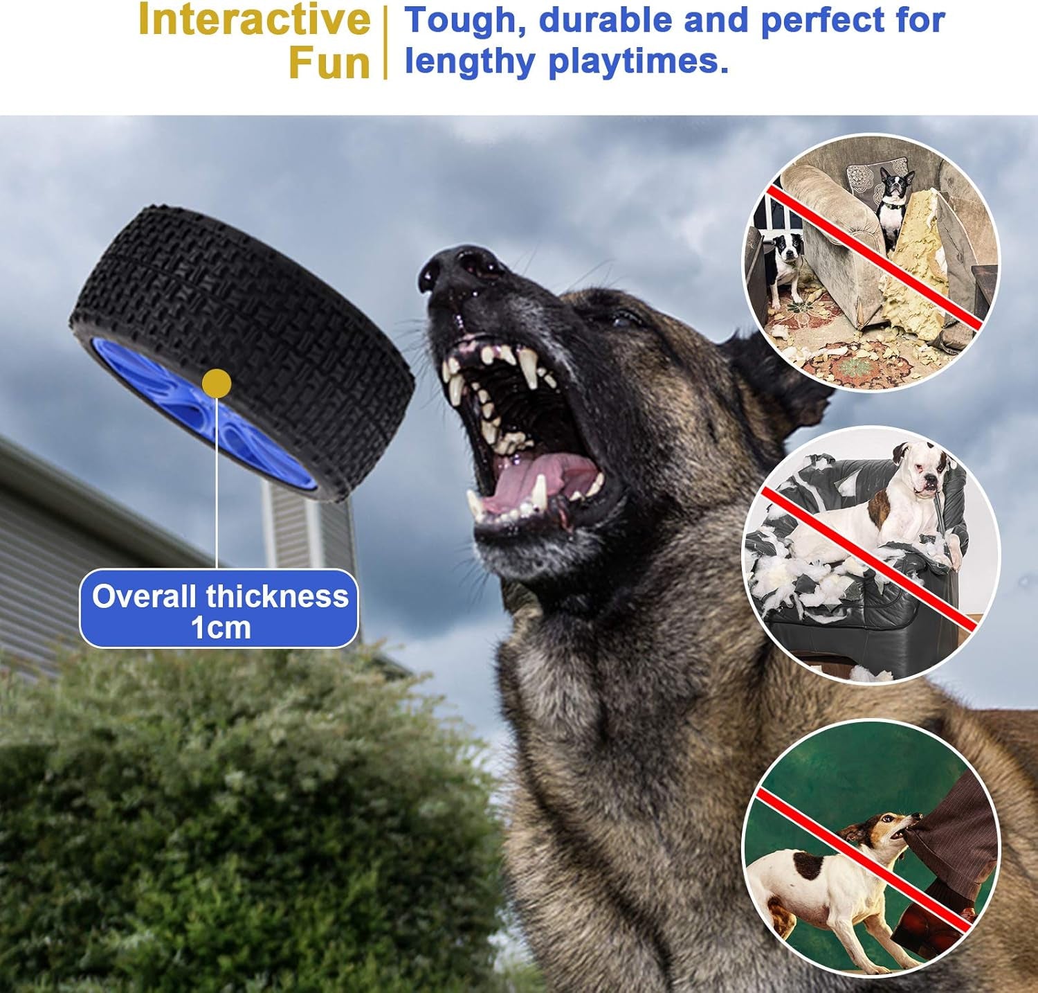 Dog Toys for Aggressive Chewers, Tough Dog Chews Toys, Indestructible Dog Toys for Large Medium Dogs, 100% Natural Rubber - Fun to Chew, Chase and Fetch.