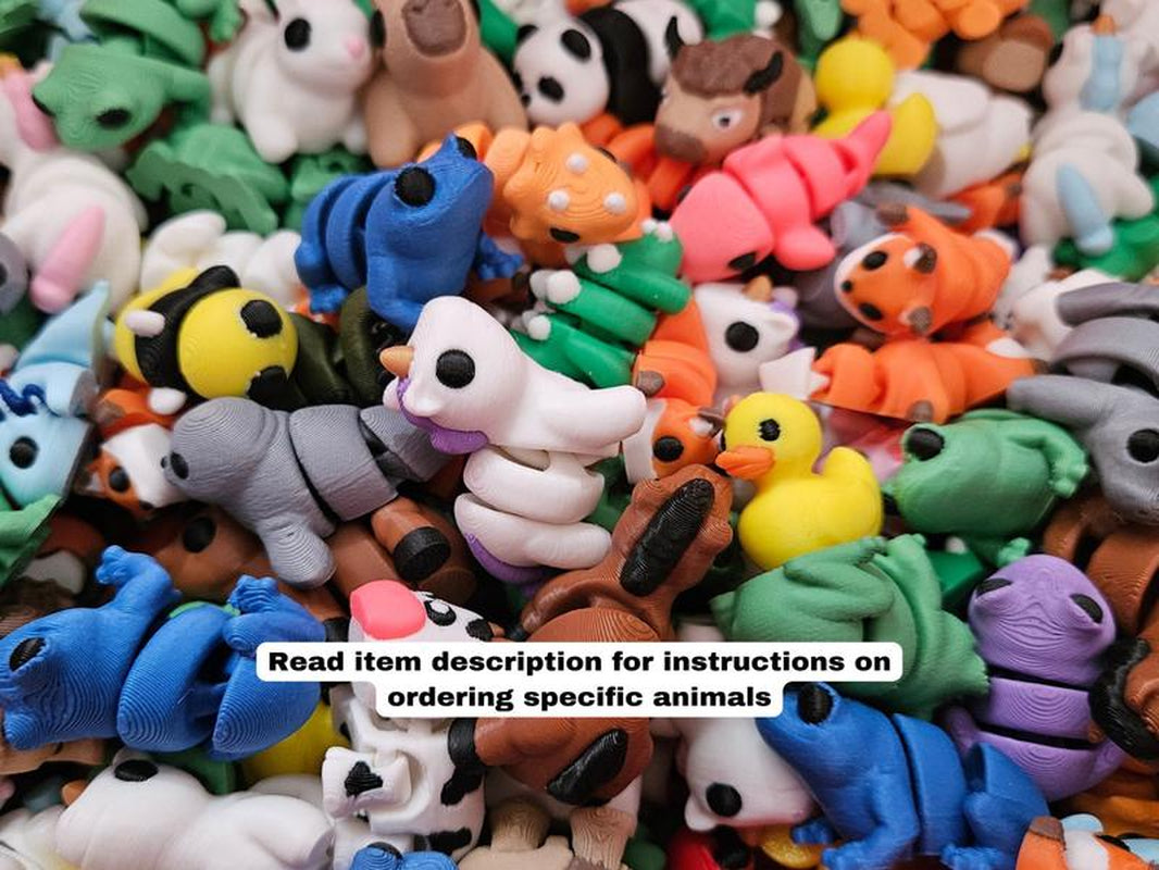 Strong & Durable Pocket Pets - Cute 3D Printed Articulating Mini Fidget Sensory Baby Animals for Road Trips or Party Bags
