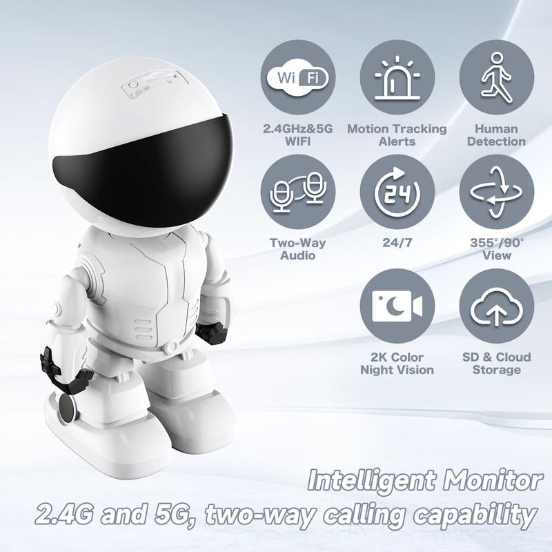 Pet Home Camera 3 Megapixel with Motion Detection HD Intelligent Robot Camera, Two-Way Voice Auto Tracking Function Security Monitoring